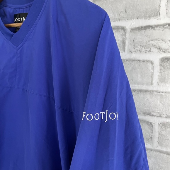 FootJoy Royal Blue V-Neck Pullover Windbreaker Jacket Mens Small W/ Pkts Poly - Picture 2 of 8